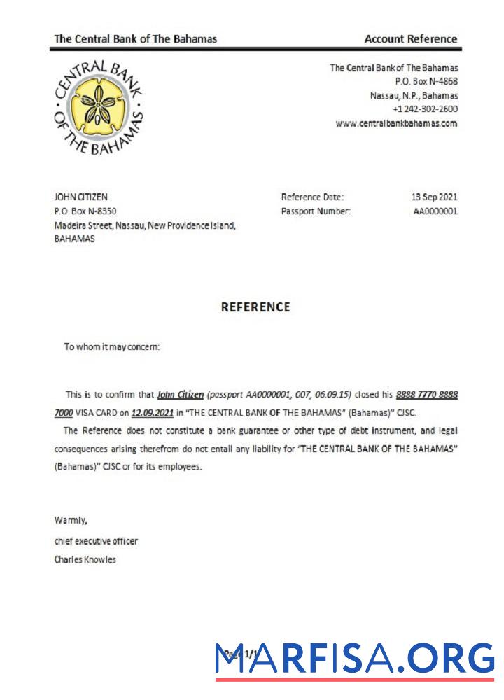 Blank The Bahamas The central bank of The Bahamas closure reference example